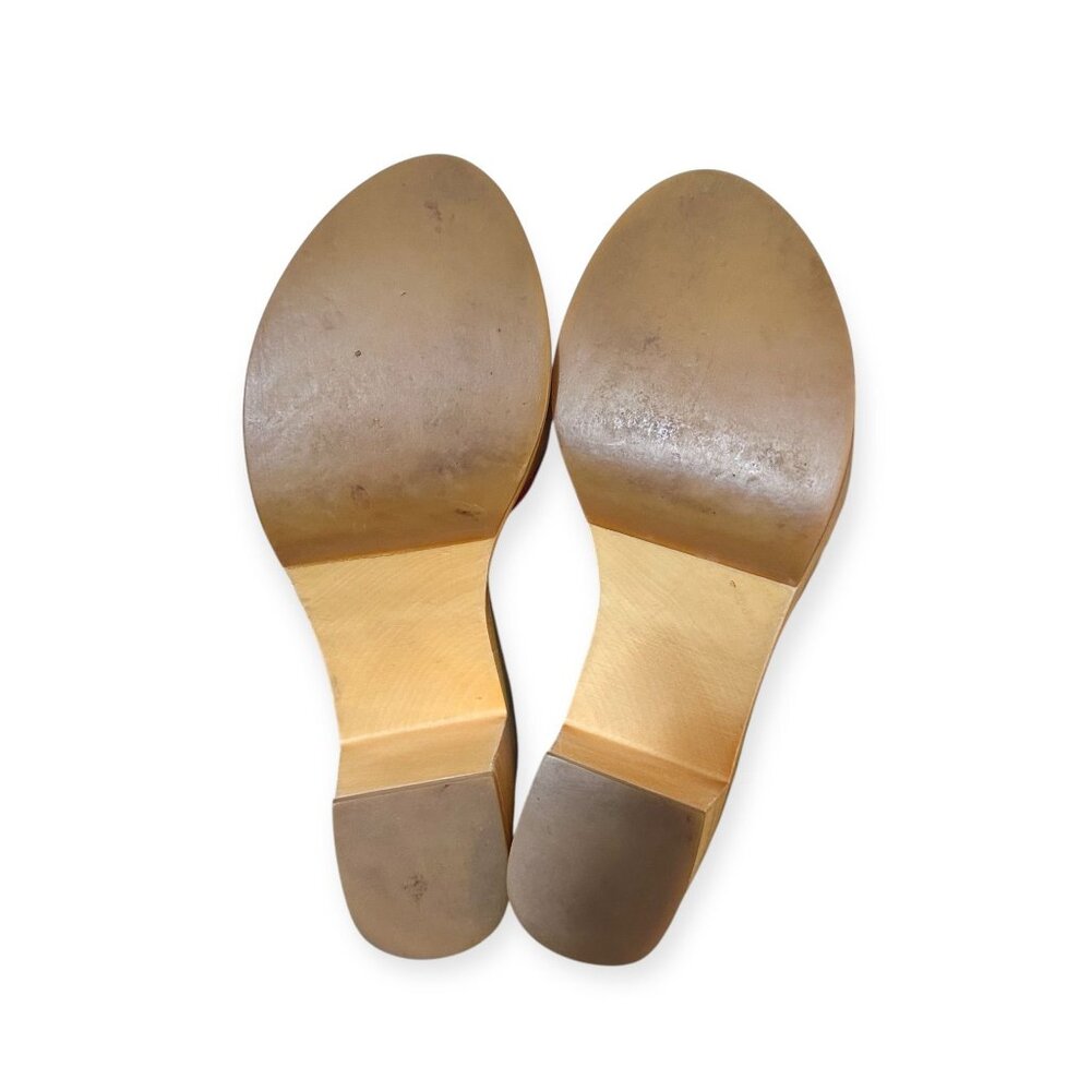 Loeffler Randall Elsa Platform Sandals Wood Clog Multi Silk Knot Heel Size 6 - Picture 9 of 16